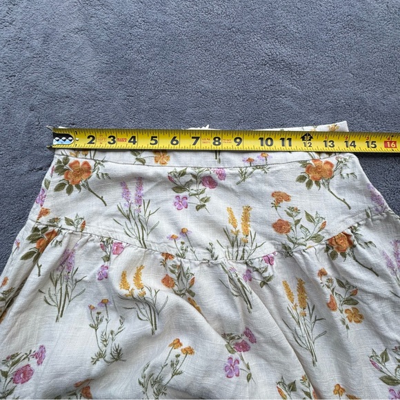 Petal & Pup Skirt Womens Small Cream Floral Midi Linen Blend Summer - Picture 7 of 12